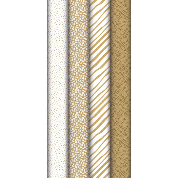 CLT Rouleau Papier Cadeau Kraft Blanc & Or-Papier Cadeau-Clairefontaine-Papeterie du Dôme