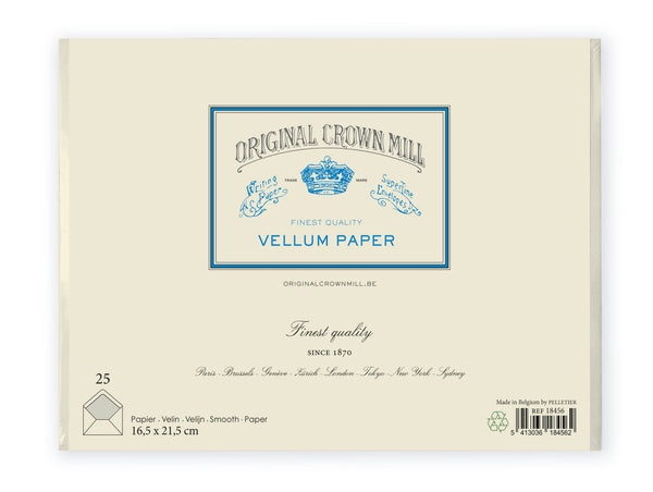 CRW 25 Env 16,5x21,5 Vélin-Correspondance-Crown Mill-Crème-Papeterie du Dôme