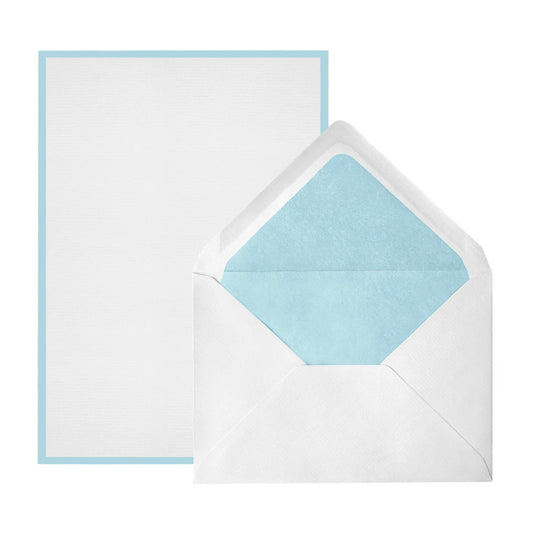 CRW 8 Cartes 8 Enveloppes Bords de Couleur A5-Set écriture-Crown Mill-Bleu glace-Blanc-Papeterie du Dôme