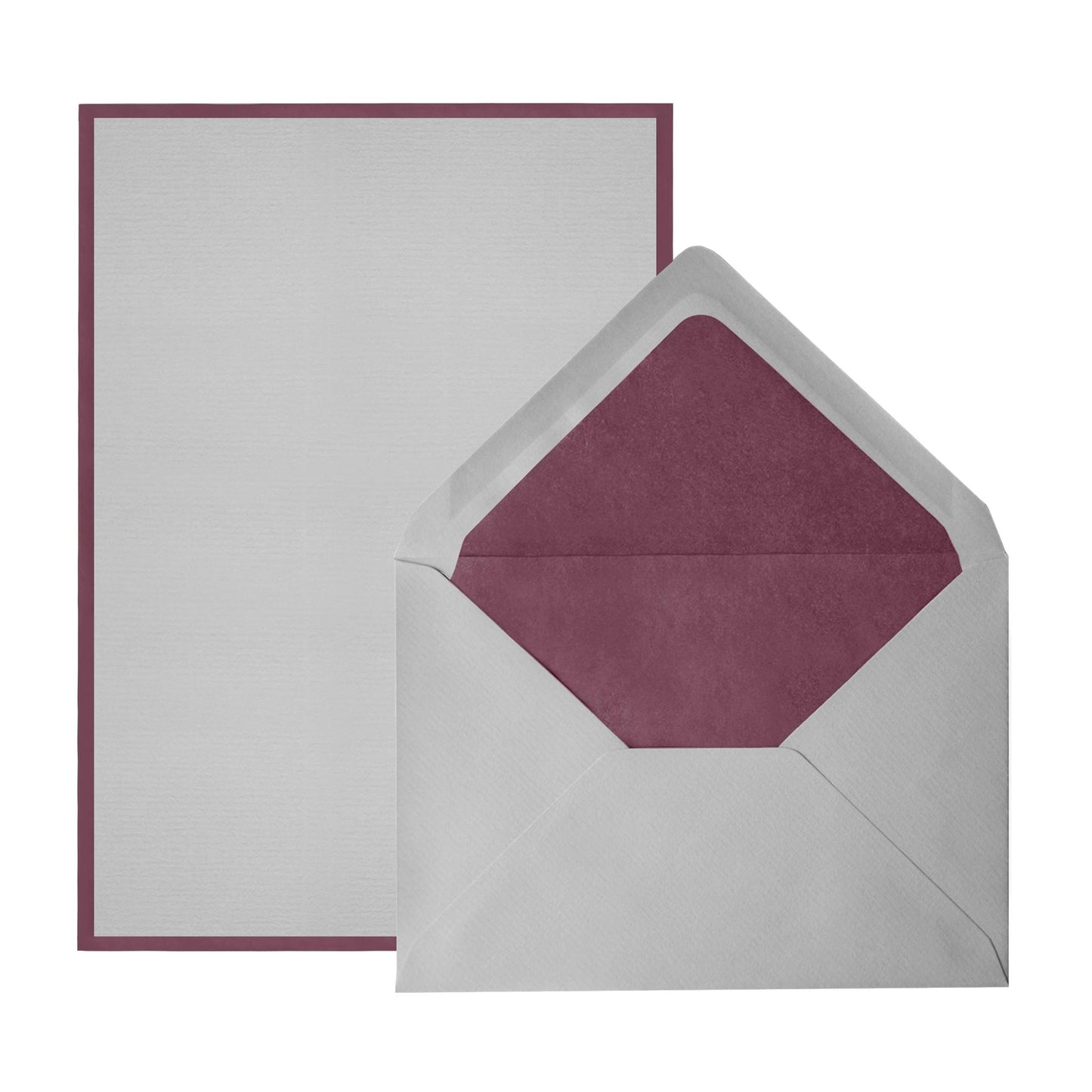 CRW 8 Cartes 8 Enveloppes Bords de Couleur A5-Set écriture-Crown Mill-Bordeaux-Gris-Papeterie du Dôme
