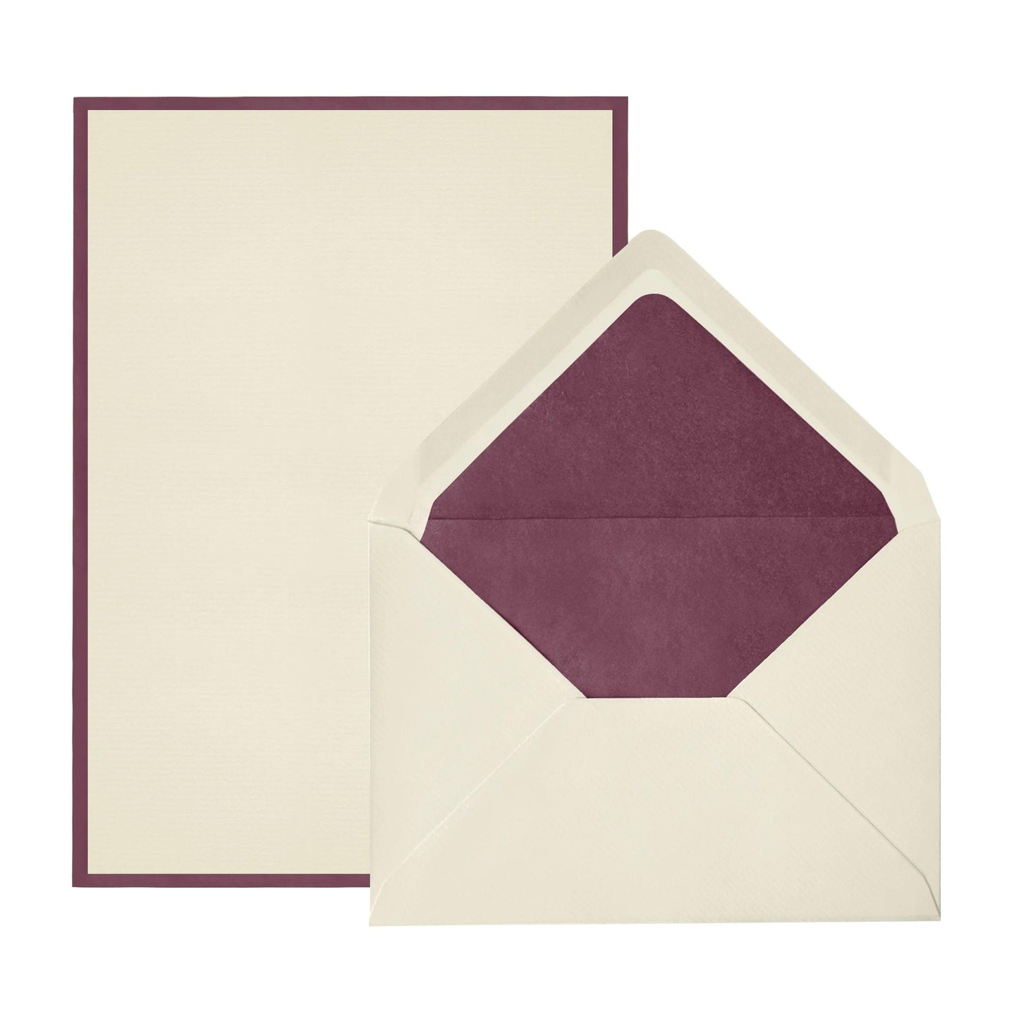 CRW 8 Cartes 8 Enveloppes Bords de Couleur A5-Set écriture-Crown Mill-Bordeaux-Crème-Papeterie du Dôme