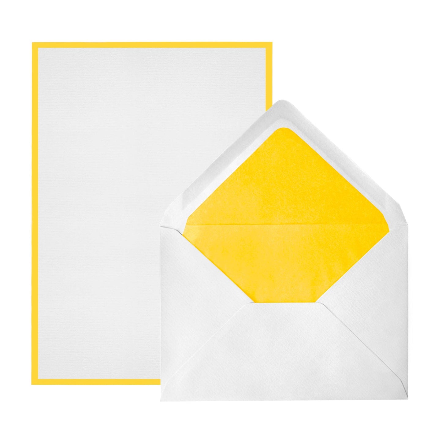 CRW 8 Cartes 8 Enveloppes Bords de Couleur A5-Set écriture-Crown Mill-Jaune-Blanc-Papeterie du Dôme
