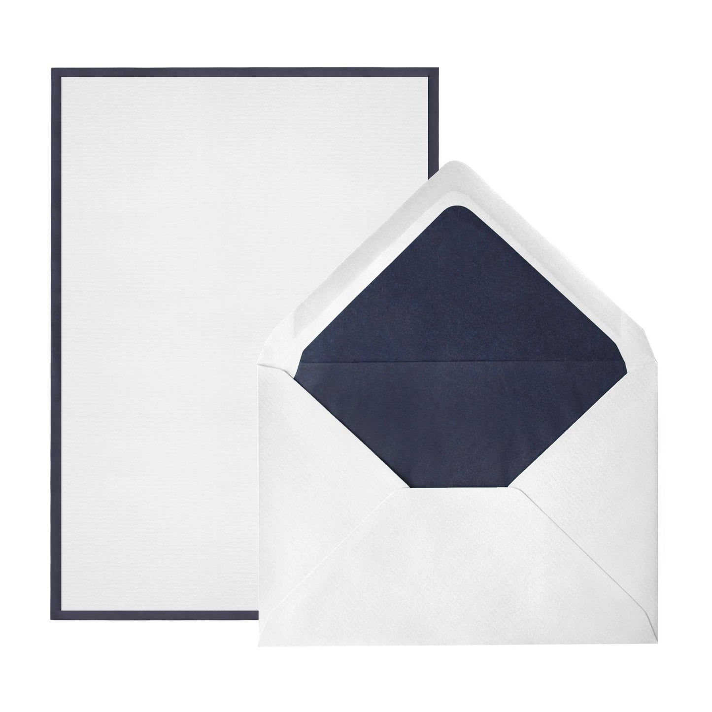 CRW 8 Cartes 8 Enveloppes Bords de Couleur A5-Set écriture-Crown Mill-Navy-Blanc-Papeterie du Dôme