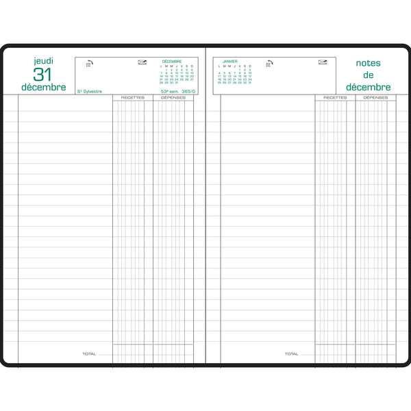 EXA Agenda Bureau Carré Recette et Dépenses Journalier-Agenda-Exacompta-Papeterie du Dôme