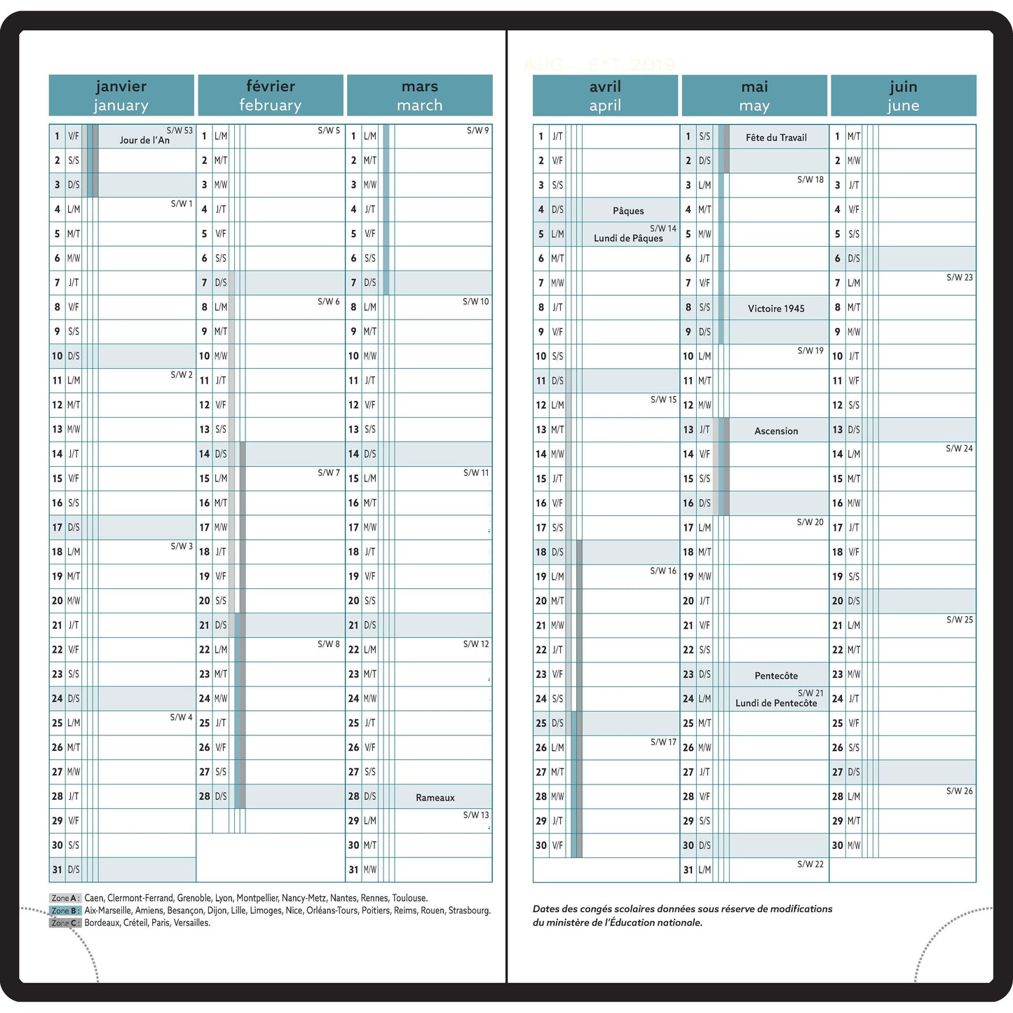 EXA Agenda Easytime 17 Trolez Semainier-Agenda-Exacompta-2024-Oiseaux-Papeterie du Dôme