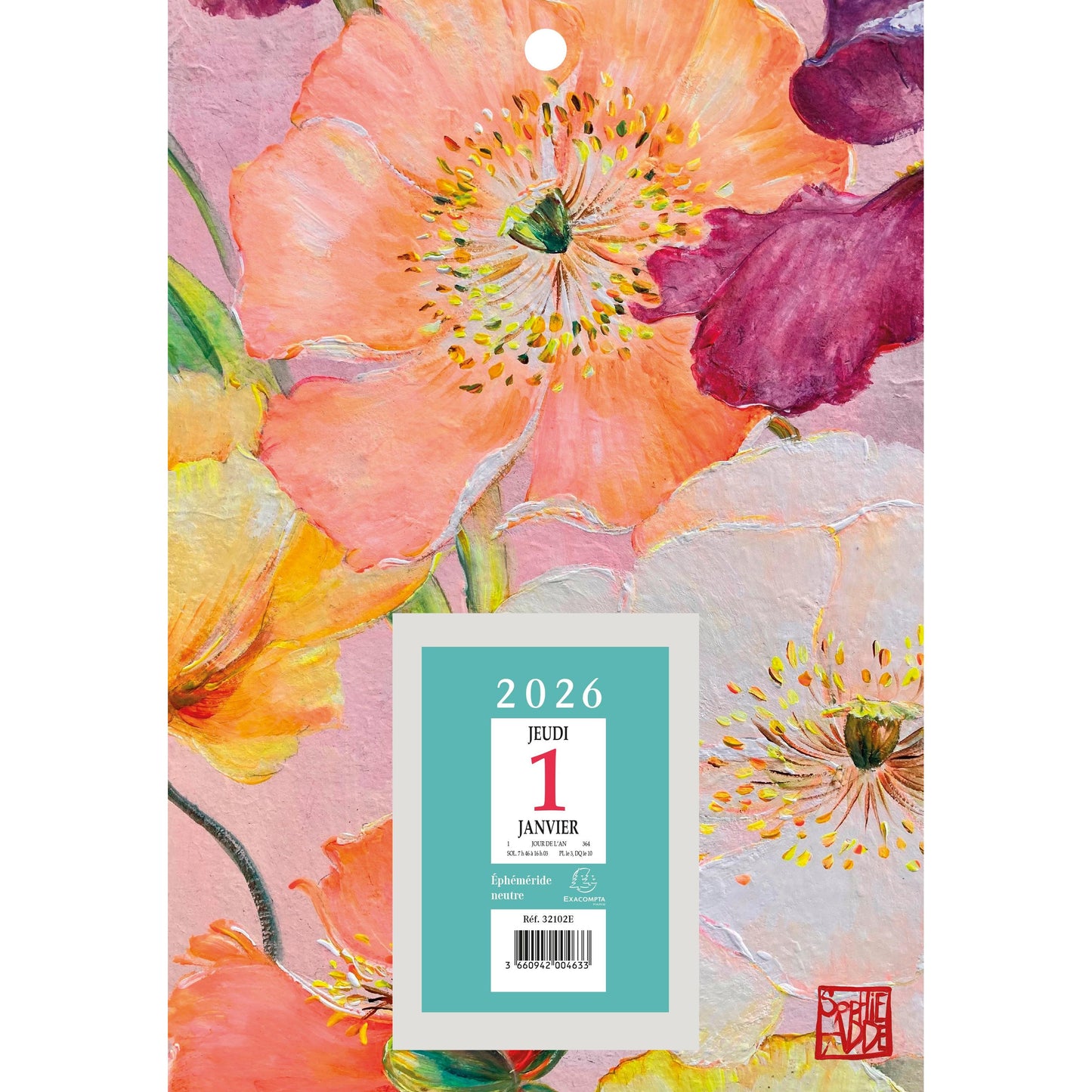 EXA Bloc Éphéméride Neutre sur Plaque Sophie Adde-Éphéméride-Exacompta-Papeterie du Dôme