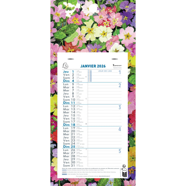 EXA Calendrier Mensuel Fleurs Feuillets Détachables 19x41-Calendrier-Exacompta-Papeterie du Dôme