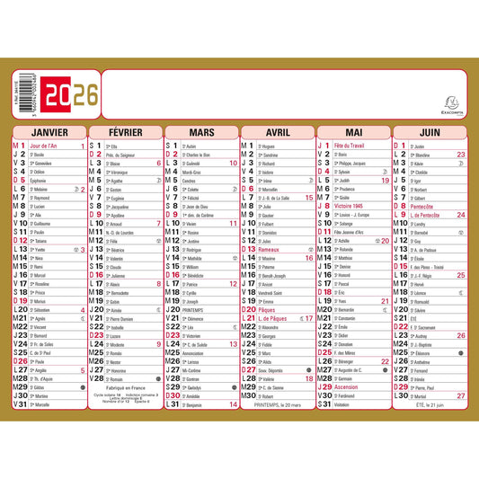 EXA Calendrier Tricolore Neutre 13x17-Calendrier-Exacompta-Papeterie du Dôme