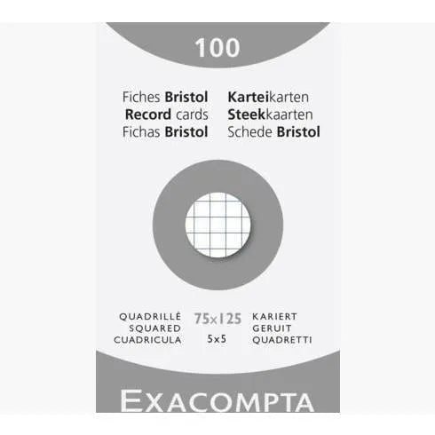 EXA Étui 100 Bristol 75x125-Bristol-Exacompta-Quadrillé 5x5-Papeterie du Dôme