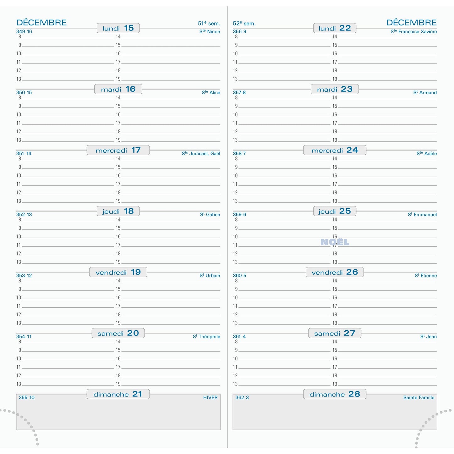 EXA Recharge Agenda SL 17 Semainier-Recharge Agenda-Exacompta-Papeterie du Dôme