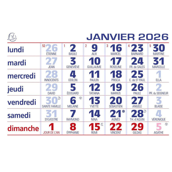 EXA Recharge Calendrier Bloc Seul pour Chevalet-Recharge Agenda-Exacompta-Papeterie du Dôme