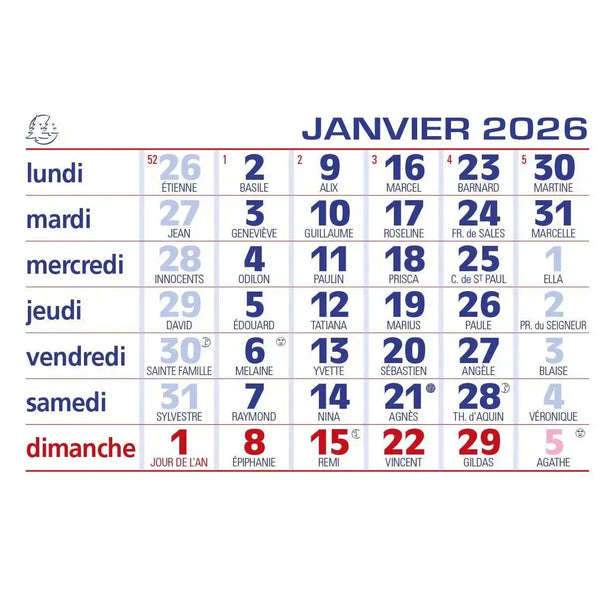 EXA Recharge Calendrier Bloc Seul pour Chevalet-Recharge Agenda-Exacompta-Papeterie du Dôme