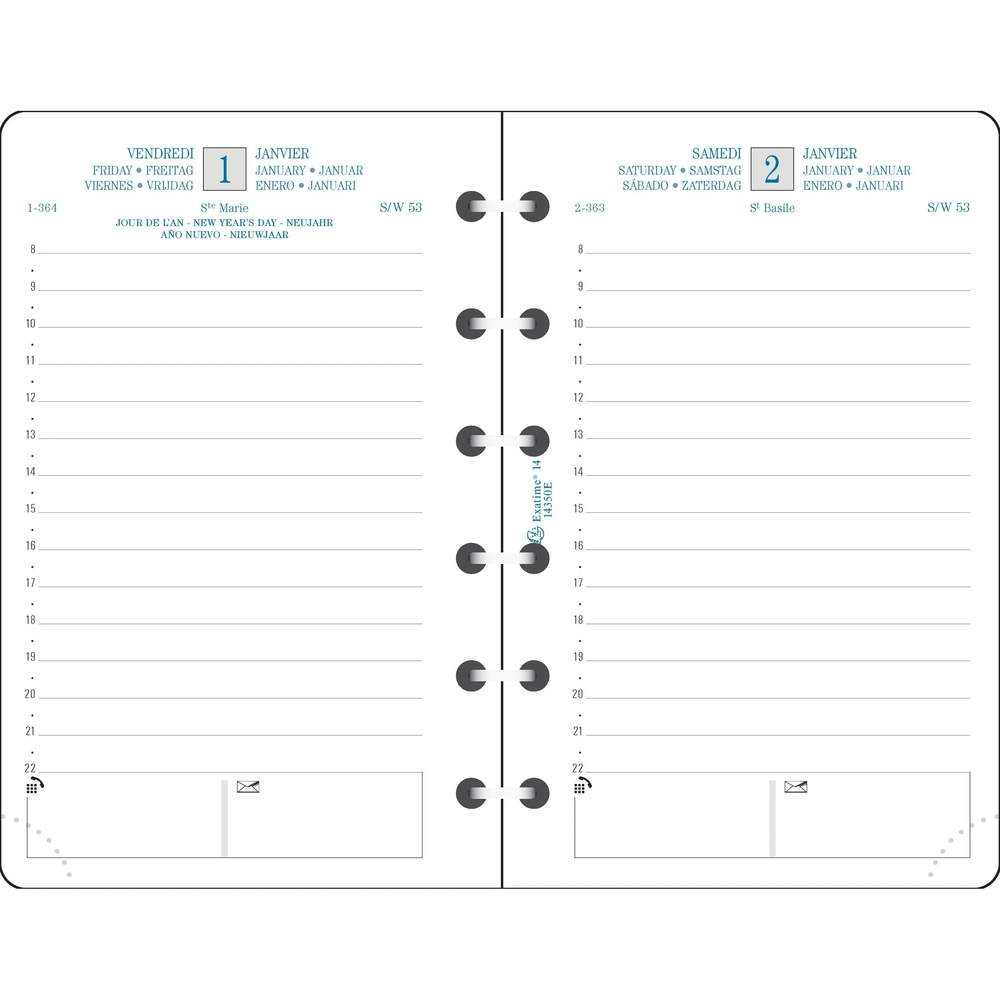 EXA Recharge Exatime 14 Journalier-Recharge Agenda-Exacompta-Papeterie du Dôme