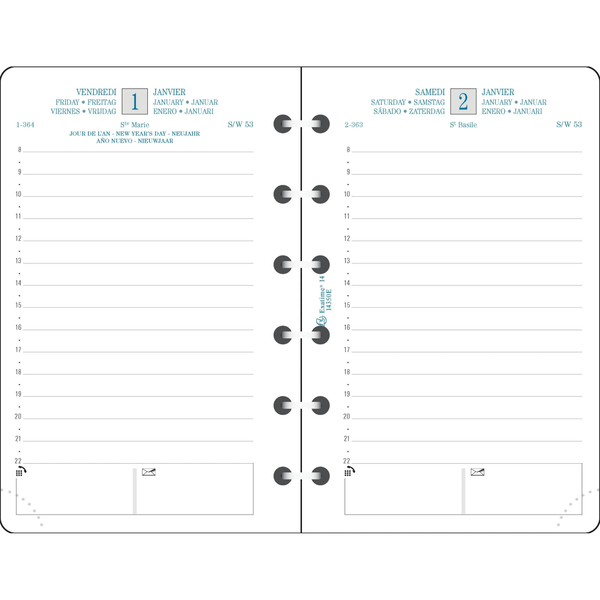 EXA Recharge Exatime 14 Journalier-Recharge Agenda-Exacompta-Papeterie du Dôme