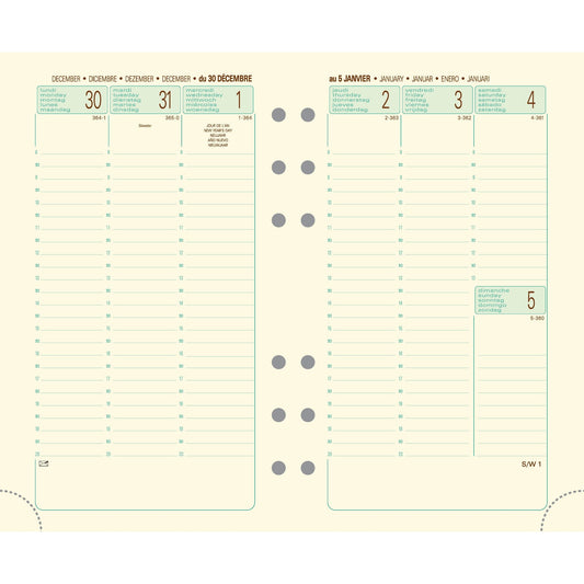 EXA Recharge Exatime 17 Semainier Verticale Ivoire-Recharge Agenda-Exacompta-Papeterie du Dôme