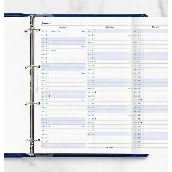 FFX A4 Agenda Planning vertical en Anglais-Recharge Agenda-Filofax-Papeterie du Dôme