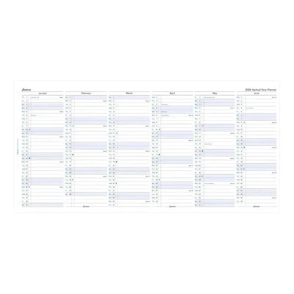 FFX A4 Agenda Planning vertical en Anglais-Recharge Agenda-Filofax-Papeterie du Dôme
