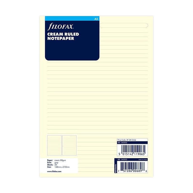 FFX A5 Accessoire Feuilles lignées crème x25 FILOFAX-Recharge-Filofax-Papeterie du Dôme