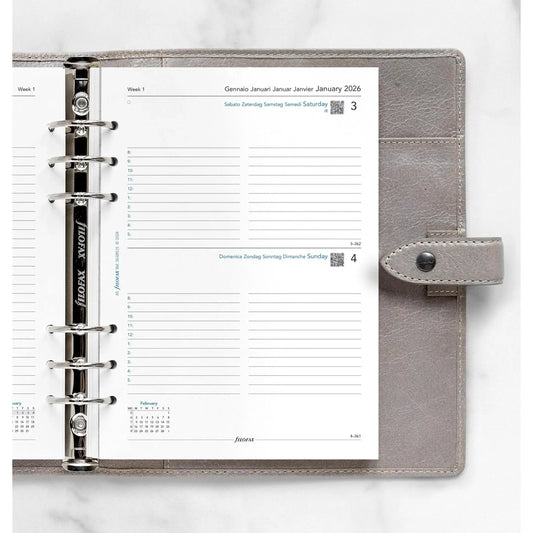 FFX A5 Agenda 1Jour/Page 5 Langues avec Heures FILOFAX-Recharge Agenda-Filofax-Papeterie du Dôme