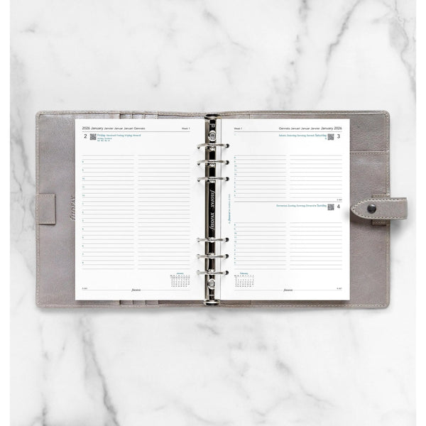 FFX A5 Agenda 1Jour/Page 5 Langues avec Heures FILOFAX-Recharge Agenda-Filofax-Papeterie du Dôme