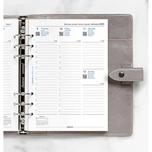 FFX A5 Agenda Semaine/2 Pages Verticale 5 Langues avec Heures FILOFAX-Recharge Agenda-Filofax-Papeterie du Dôme