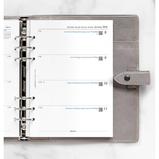 FFX A5 Agenda Semaine/2Pages Horizontal 5 Langues FILOFAX-Recharge Agenda-Filofax-Papeterie du Dôme