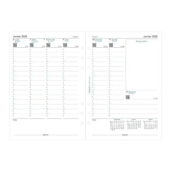 FFX A5 Agenda Semaine/2Pages Verticale FR FILOFAX-Recharge Agenda-Filofax-Papeterie du Dôme