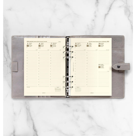 FFX A5 Agenda semaine/2 pages verticale. 5 langues Crème FILOFAX-Recharge Agenda-Filofax-Papeterie du Dôme