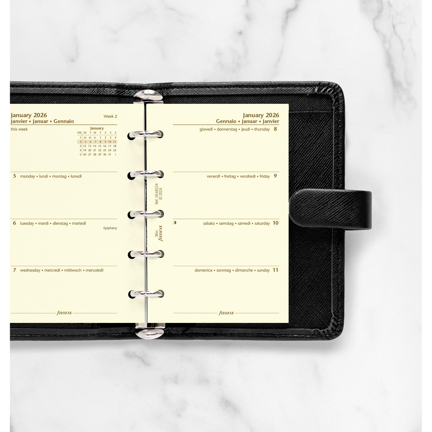 FFX Mini Agenda S/2P Crème 4 Langues FILOFAX-Recharge Agenda-Filofax-Papeterie du Dôme