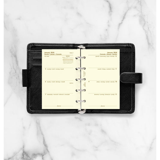 FFX Mini Agenda S/2P Crème 4 Langues FILOFAX-Recharge Agenda-Filofax-Papeterie du Dôme