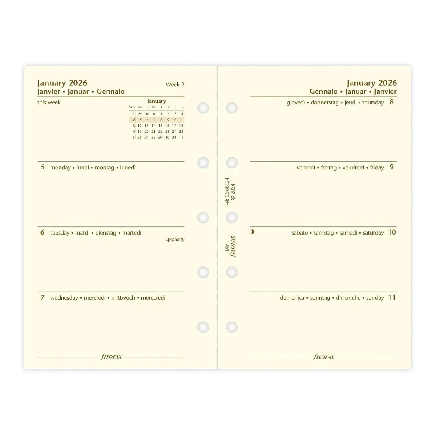 FFX Mini Agenda S/2P Crème 4 Langues FILOFAX-Recharge Agenda-Filofax-Papeterie du Dôme