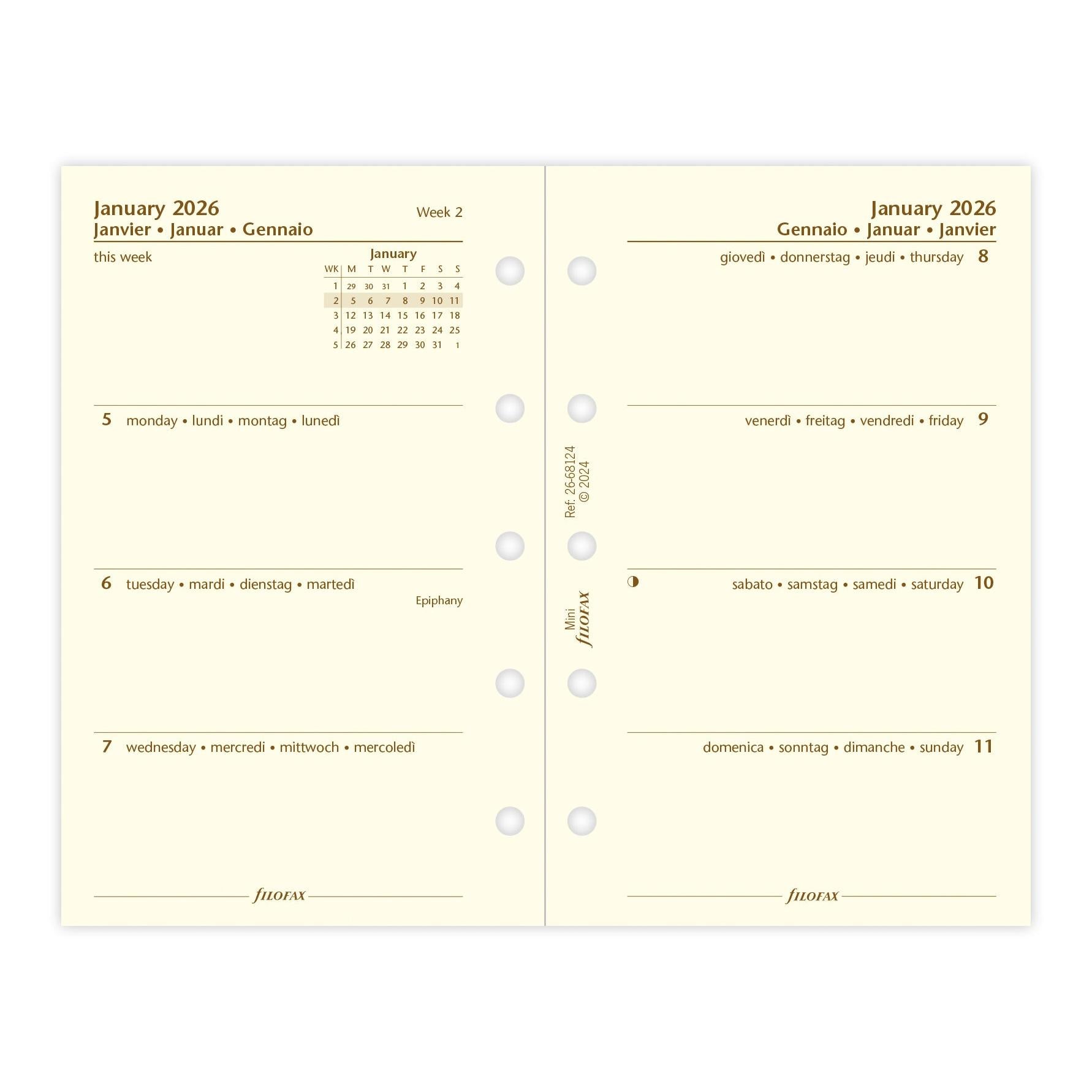 FFX Mini Agenda S/2P Crème 4 Langues FILOFAX-Recharge Agenda-Filofax-Papeterie du Dôme