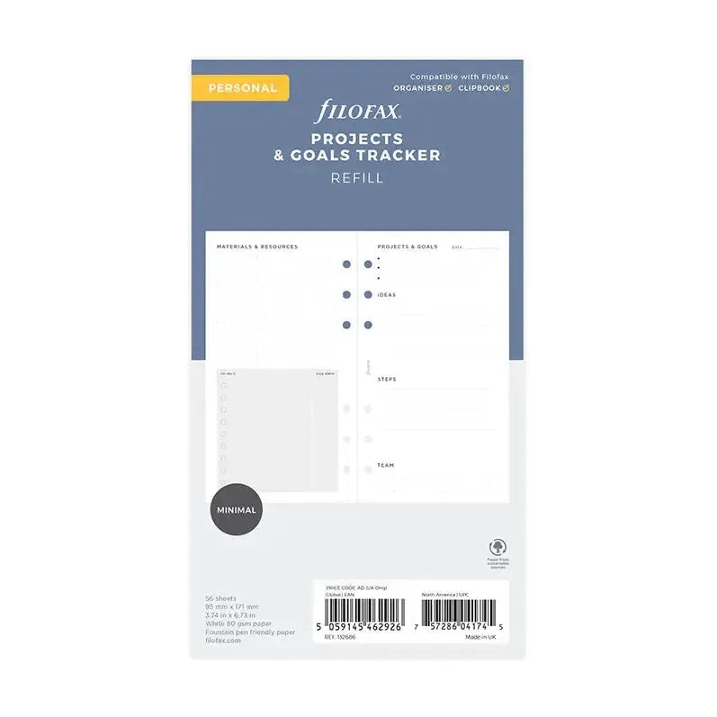 FFX Personal Projects & Goals Tracker-Recharge-Filofax-Papeterie du Dôme