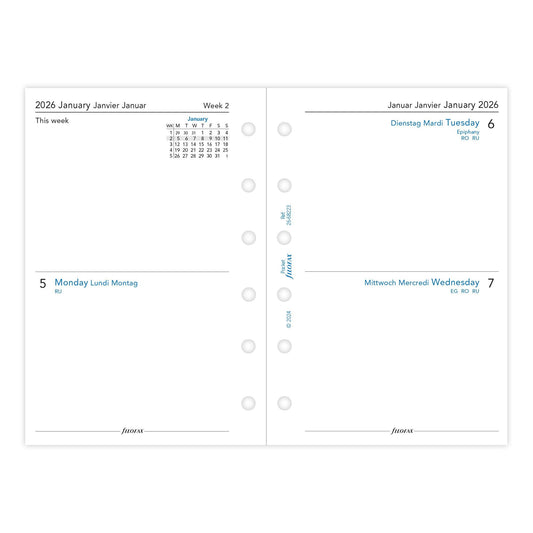 FFX Pocket Agenda 2Jours/Page sans heures FILOFAX-Recharge-Filofax-Papeterie du Dôme