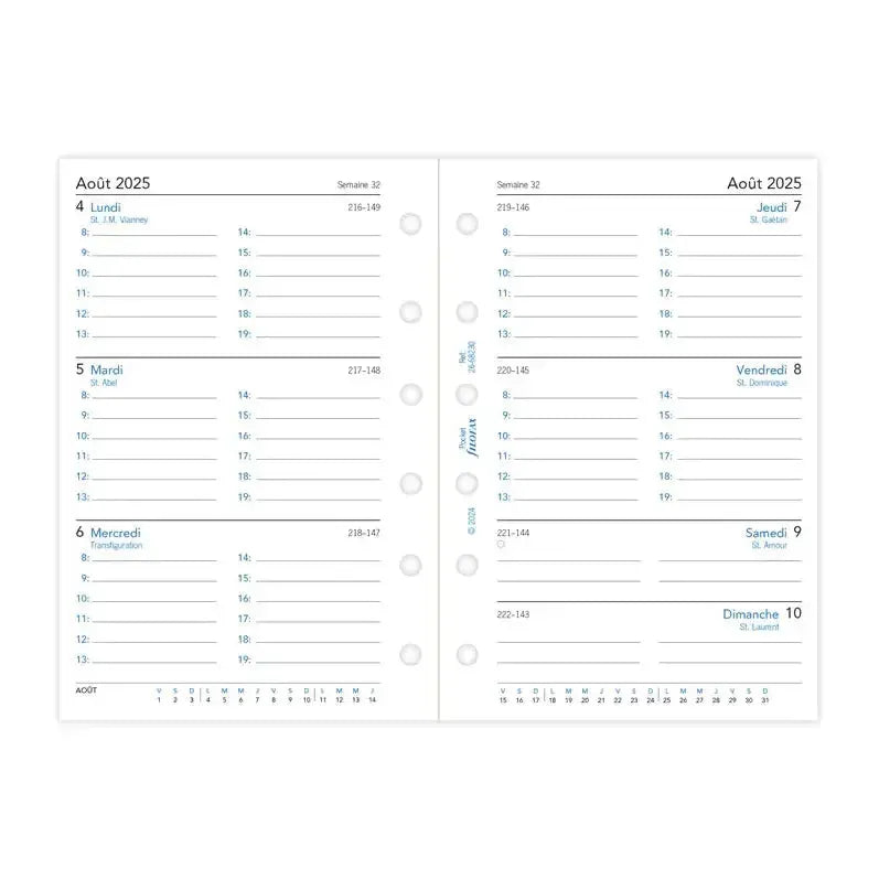 FFX Pocket Agenda Semaine sur Deux Pages Académique FILOFAX-Recharge-Filofax-Papeterie du Dôme