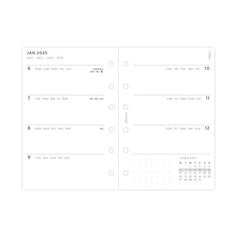 FFX Pocket Agenda semaine/2pages Minimal FILOFAX-Recharge-Filofax-Papeterie du Dôme