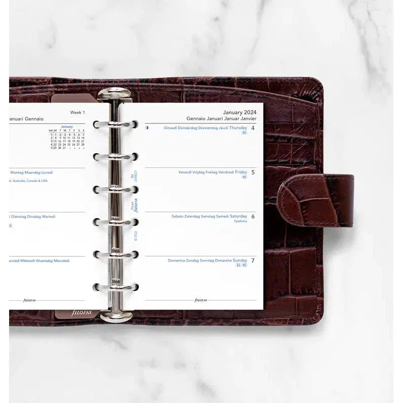 FFX Pocket semaine/2pages sans heures Blanches-Recharge-Filofax-2024-Papeterie du Dôme