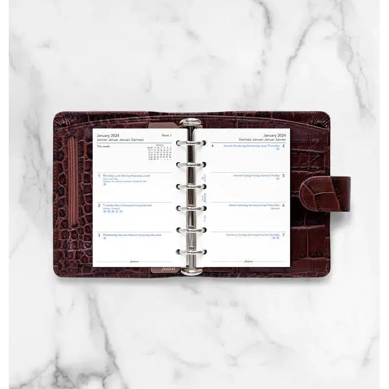 FFX Pocket semaine/2pages sans heures Blanches-Recharge-Filofax-2024-Papeterie du Dôme