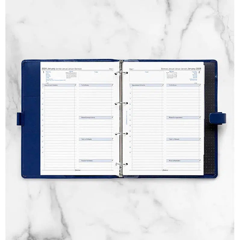 FFX Recharge A4 Business 1Jour/Page 5 Langues avec Heures-Recharge-Filofax-Papeterie du Dôme