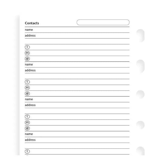 FFX Recharge Pocket Adresses/Téléphone Blanc-Autres Recharges Agenda-Filofax-Papeterie du Dôme