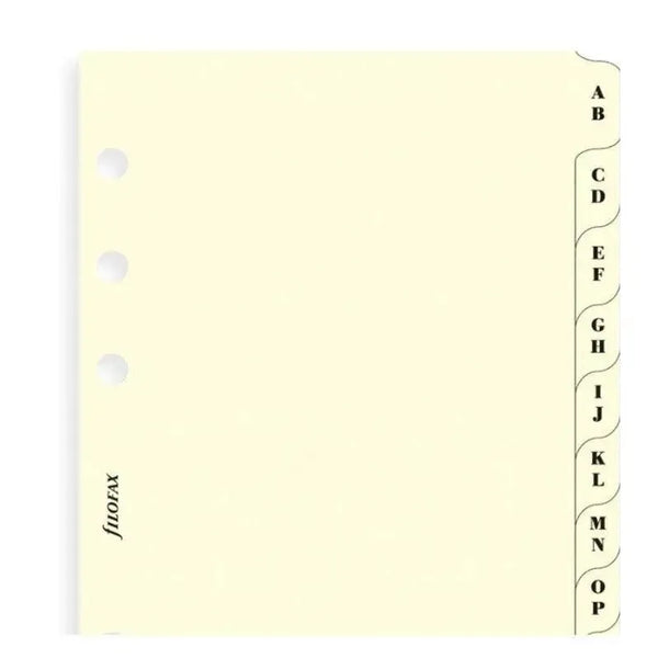 FFX Recharge Pocket Index Crème Alphabétique 2 Lettres-Autres Recharges Agenda-Filofax-Papeterie du Dôme