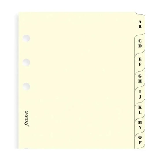 FFX Recharge Pocket Index Crème Alphabétique 2 Lettres-Autres Recharges Agenda-Filofax-Papeterie du Dôme