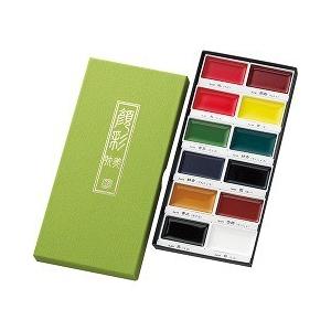 KUR Boîte d'Aquarelles Gansai 12 Godets-Aquarelle-Kuretake-Semi opaque-Papeterie du Dôme