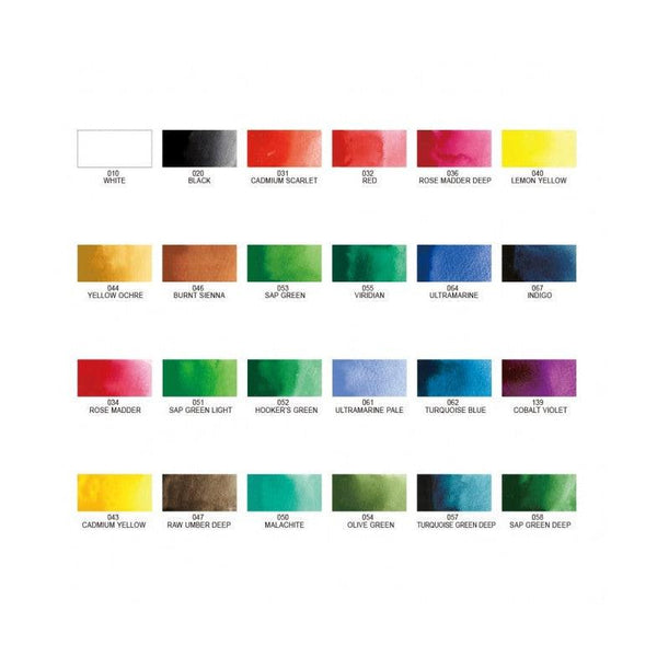 KUR Boîte d'Aquarelles Gansai 24 Godets-Aquarelle-Kuretake-Semi opaque-Papeterie du Dôme