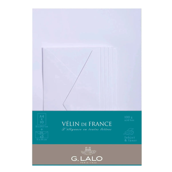 LALO Ensemble 10 Feuilles A4 et 5 Enveloppes Vélin de France-Correspondance-Lalo-Papeterie du Dôme