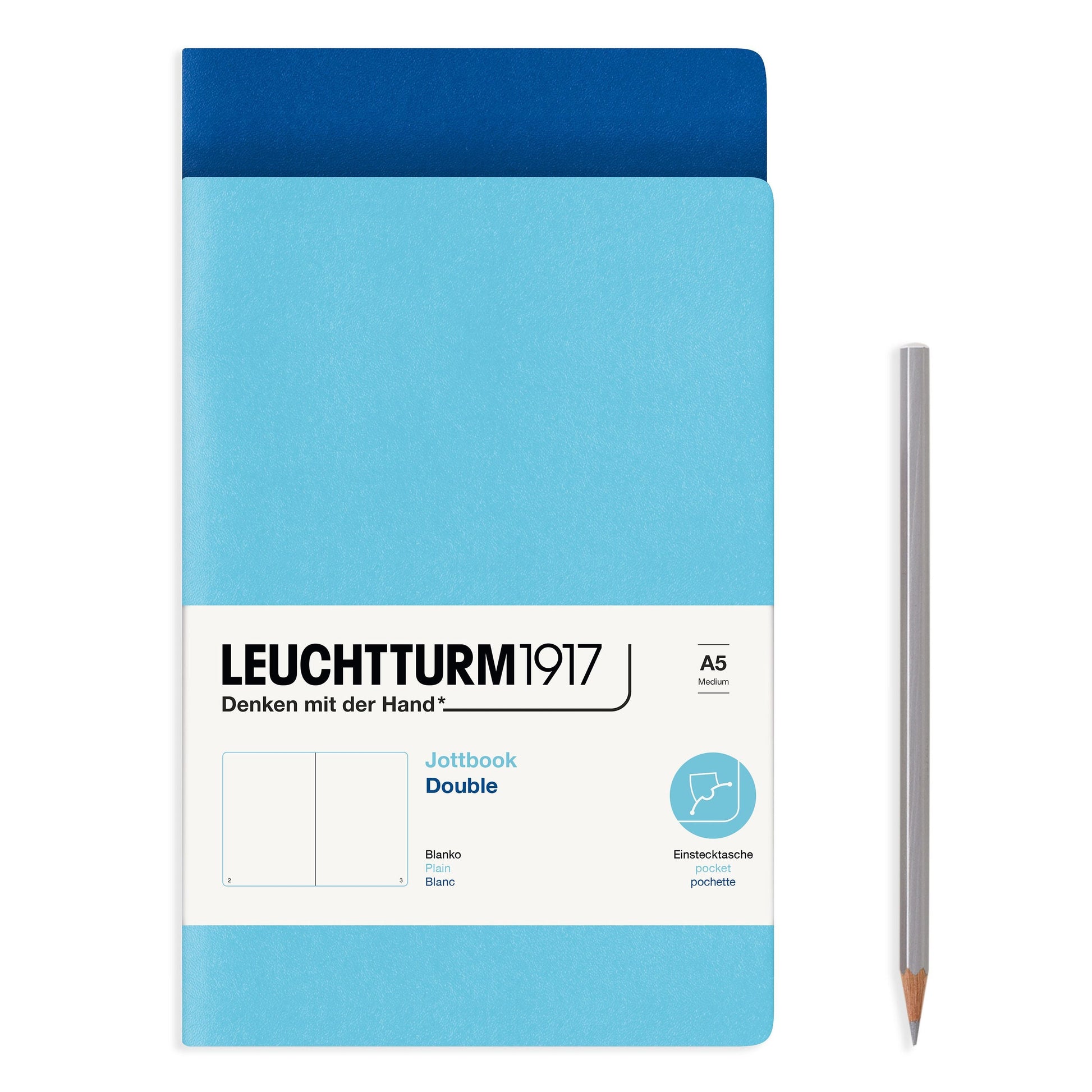 LCHT A5 Jottbook double pack-Carnet-Leuchtturm 1917-Bleu Royale et Ice Blue-A5-Blanc-Papeterie du Dôme