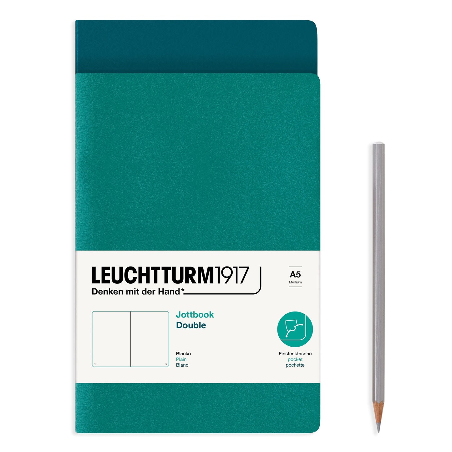 LCHT A5 Jottbook double pack-Carnet-Leuchtturm 1917-Pacific Green et Émeraude-A5-Blanc-Papeterie du Dôme