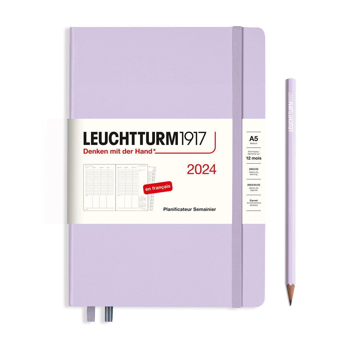 LCHT A5 Planificateur Semainier Rigide - Français-Agenda-Leuchtturm 1917-2024-Lila-A5-Papeterie du Dôme