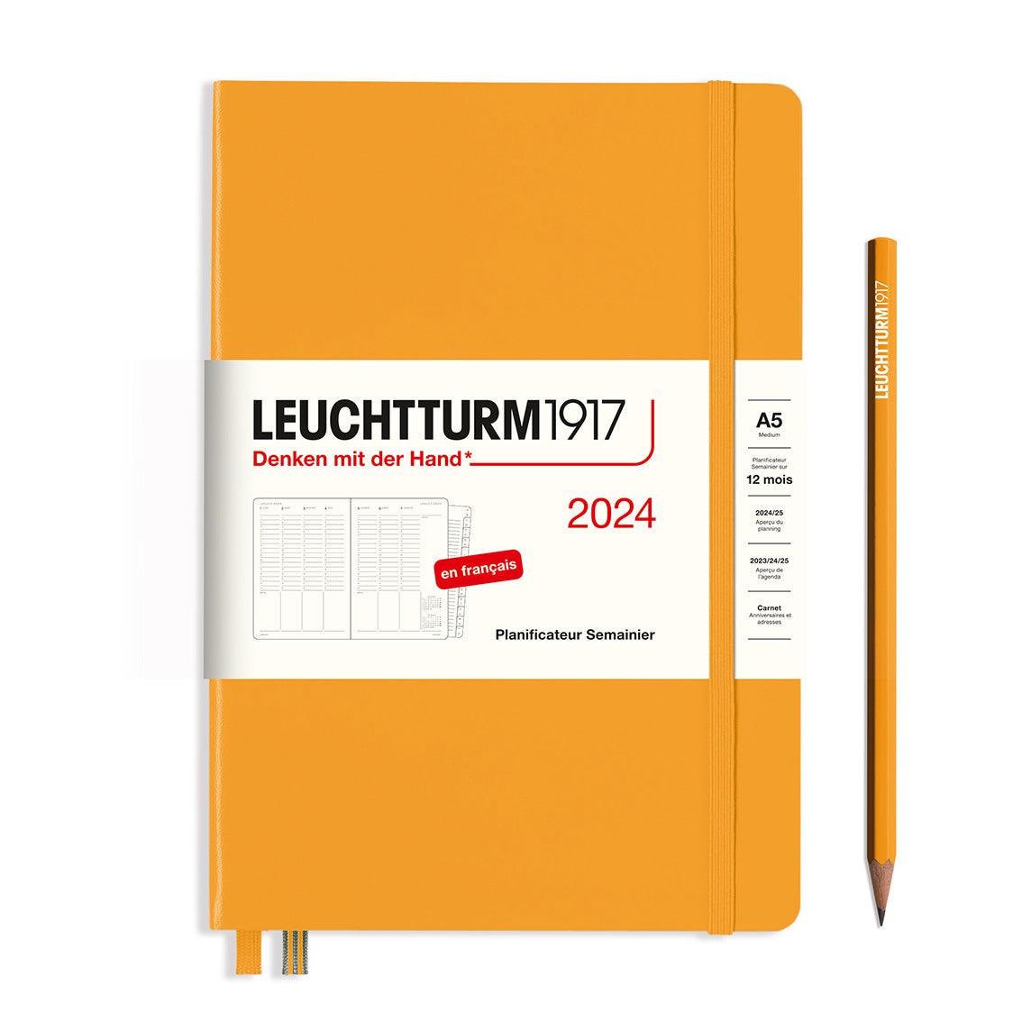 LCHT A5 Planificateur Semainier Rigide - Français-Agenda-Leuchtturm 1917-2024-Rising Sun-A5-Papeterie du Dôme