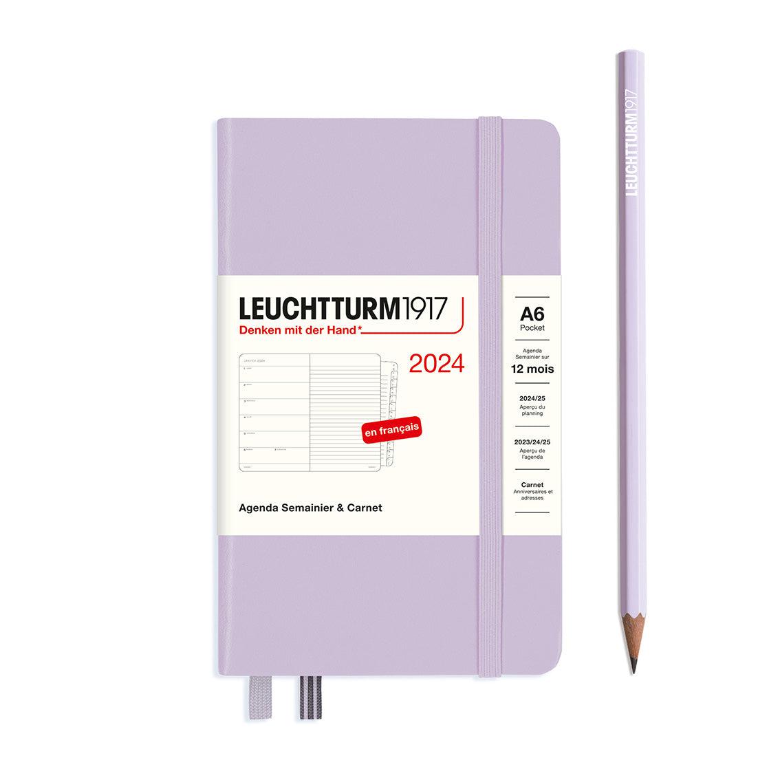 LCHT A6 Agenda Semainier & Carnet de Notes Rigide - Français-Agenda-Leuchtturm 1917-2024-Lila-A6-Papeterie du Dôme
